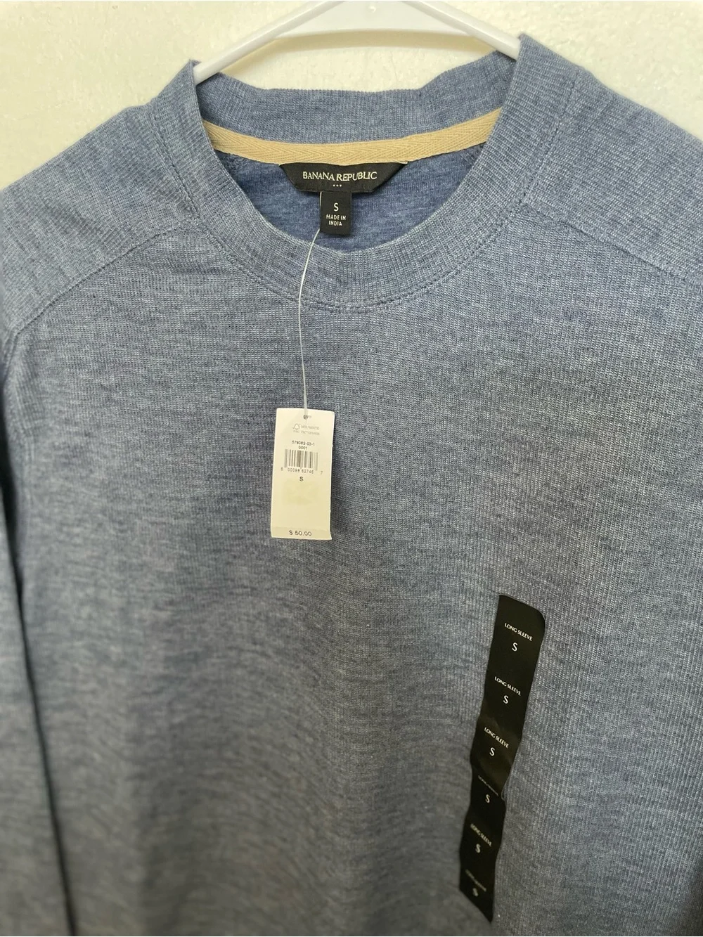 Banana Republic Heathered Navy Long-Sleeve Crewneck